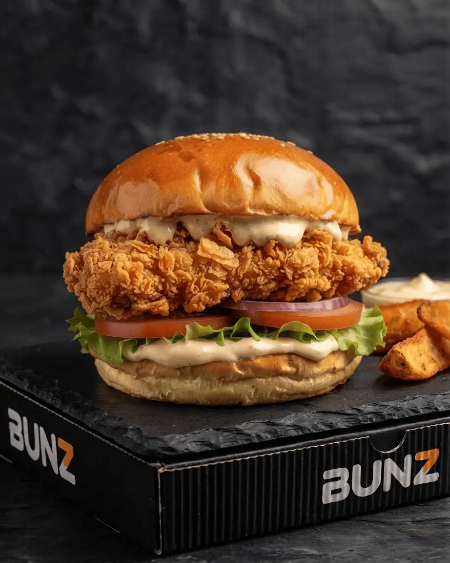 Classic Zinger Burger with crispy fried chicken - BUNZ.pk Pakistan