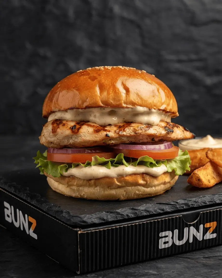 Grilled Chicken Burger with grilled chicken breast - BUNZ.pk Pakistan